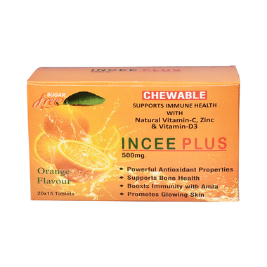 Incee Plus Vitamin C,D3,Zinc Chewable Tablet Orange Sugar Free