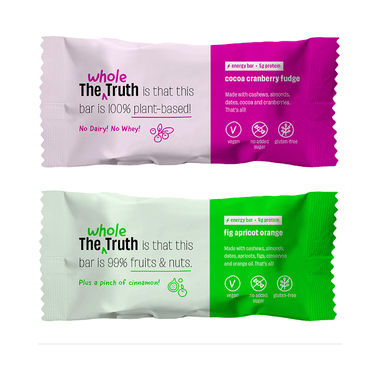 The Whole Truth Vegan Energy Bar (40gm Each) | 3 Cocoa Cranberry Fudge, 3 Fig Apricot Orange