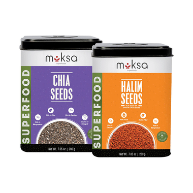 Moksa Combo Pack Of Chia Seeds & Halim Seeds (200gm Each)