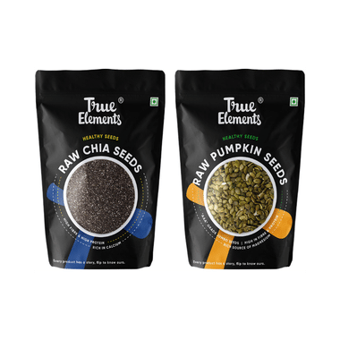 True Elements Combo Pack Of Raw Chia Seeds And Raw Pumpkin Seeds For Great Digestive Health (150gm Each)