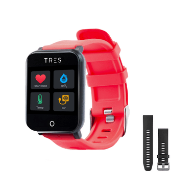 Tres Care C303 Smart Health Band with Additional Strap Free Red