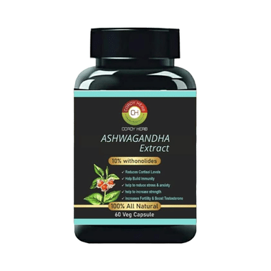 Cordy Herb Ashwagandha Extract(Withania Somnifera ) Veg Capsule Helps in Stress Management, Support Strength & Energy