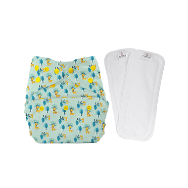 Bumberry Adjustable Reusable Cloth Diaper Cover with 2 Wet Free Insert For Babies Baby Giraffe