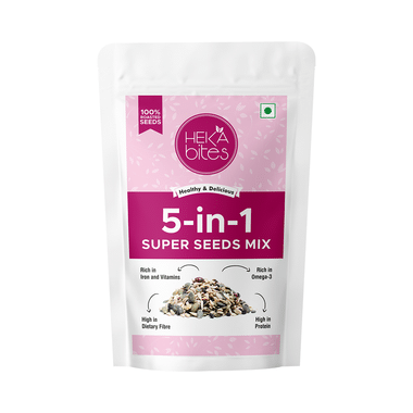 Heka Bites 5 in 1 Super Seeds Mix | Rich in Omega 3, Protein, Fibre & Iron