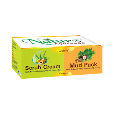 Naturz Ayurveda Combo Pack Of Glohills Scrub Cream 15gm And Mud Pack 15gm