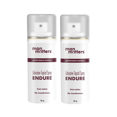 Man Matters Endure Topical Spray With Lidocaine For Long Lasting Performance (20gm Each)