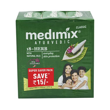 Medimix Ayurvedic 18 Herb Super Saver Pack Soap (125gm Each)
