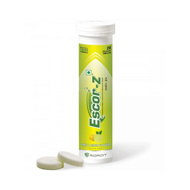 Escor Z With Zinc For Immunity | Sugar Free | Flavour Lime & Lemon Effervescent Tablet