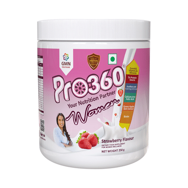 Pro360 Women Protein With Calcium, Iron, Vitamins & Minerals | Flavour Strawberry Powder