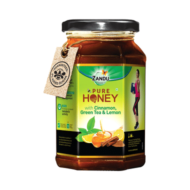 Zandu Pure Honey With Cinnamon, Green Tea & Lemon