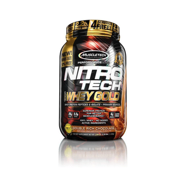 Muscletech Performance Series Nitro Tech 100% Whey Gold Whey Protein Peptides & Isolate Double Rich Chocolate