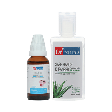 Dr Batra's Combo Pack Of Homeo+ Immunity Medicine Oral Drops 30ml And Safe Hands Cleanser 100ml
