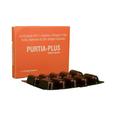 Purtia-Plus Soft Gelatin Capsule with Coenzyme Q10, L-Arginine, Selenium, Zinc & Omega-3 Fatty Acids