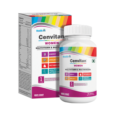 HealthVit Cenvitan Women Multivitamin & Multimineral | For Energy, Immunity, Metabolism & Muscle Function | Tablet