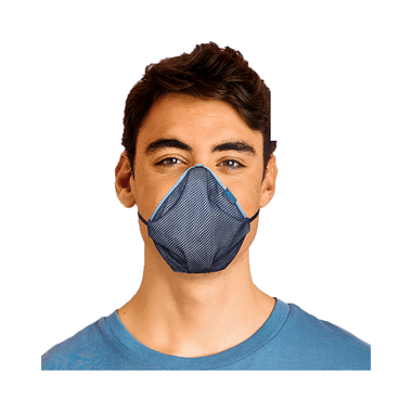 3bo Small Deltoid Turbo Face Mask In Navy Mesh With Blue, Grey & Navy Binding