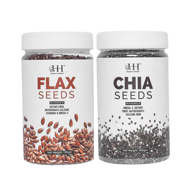 Healthy & Hygiene Combo Pack Of Chia Seed 200gm & Flax Seed 190gm