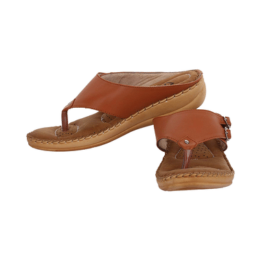 Trase Doctor Ortho Slippers For Women & Girls Light Weight, Soft Footbed With Flip Flops 8 UK Tan 001