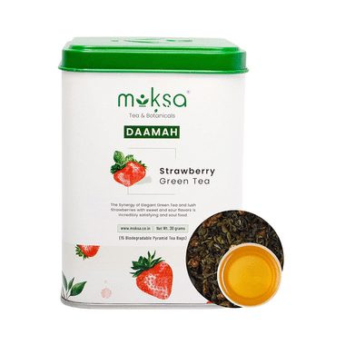 Moksa Daamah Strawberry Green Tea Biodegradable Pyramid Tea Bag