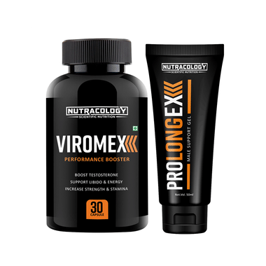 Nutracology Combo Pack Of Viromex Performance Booster 30 Capsule & Prolongex Male Support Gel 50ml