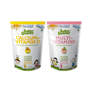 Super Gummy Combo Pack Of Calcium+Vitamin D Gummies Masti Mango & Multi-Vitamins Gummies Glorious Guava (30 Each)