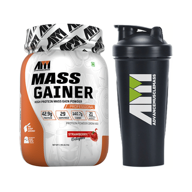 Advance MuscleMass High Protein Mass Gainer Powder Strawberry Delight With Shaker 700ml
