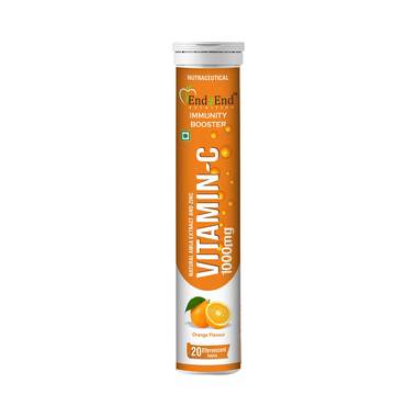 End2End Nutrition Vitamin-C 1000mg Immunity Booster Effervescent Tablet (20 Each) Orange