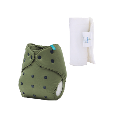 Bumberry Adjustable Reusable Cloth Pocket Diaper With 1 Three-Layer Microfiber Inserts For Babies Olive