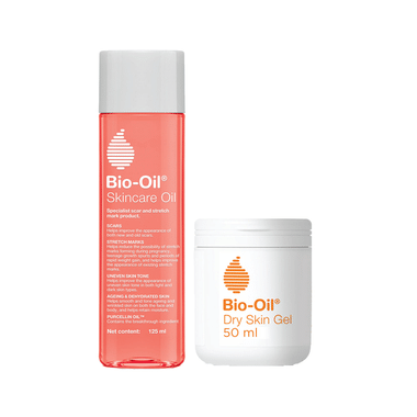 Bio-Oil Perfect Skin Combo Pack Of Skincare Oil 125ml & Dry Skin Gel 50gm For Moisturized, Flawless Skin-Face And Body