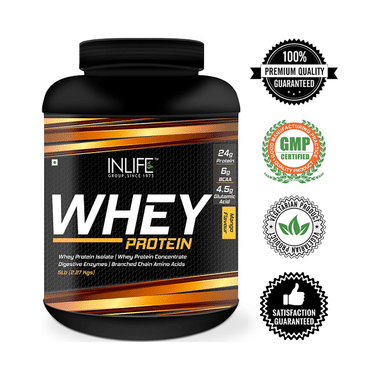 Inlife Whey Protein Powder | With Digestive Enzymes For Muscle Growth | Flavour Mango
