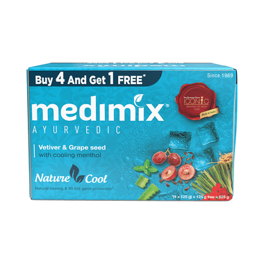 Medimix Ayurvedic Vetiver & Grape Seed Buy 4 Get 1 Free Soap (125gm Each)