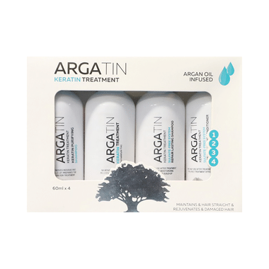 Argatin Monodose Kit Keratin Smoothing Treatment Cream, Purifying Shampoo, Professional Keratin