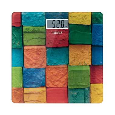 Venus Prime Lightweight ABS Digital/LCD Personal Health Body Weight Weighing Scale Multicolor Square Glass
