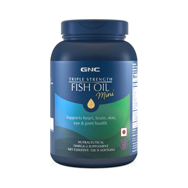 GNC Triple Strength Fish Oil Mini Softgels | With Omega-3 For Heart, Brain, Skin, Eye & Joint Health