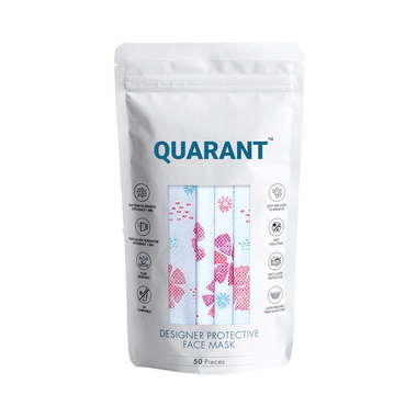 Quarant 4 Ply Designer Protective Face Mask Mask Pink Blossom Multicolor