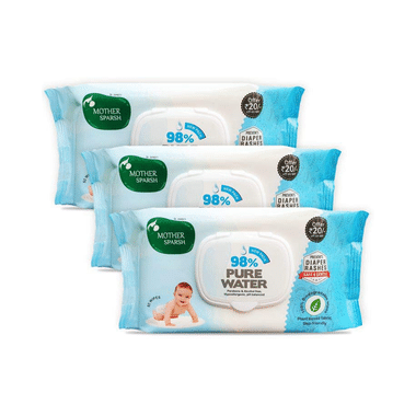 Mother Sparsh 98% Water Wipes | Plant Based (80 Pices Each)