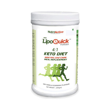 NutroActive LipoQuick 4:1 Keto Diet High Fat Low Carb Meal Replacement Powder Banana Vanilla