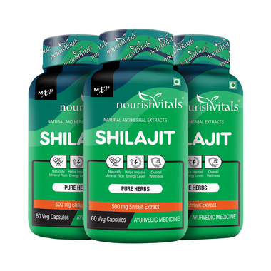 NourishVitals Shilajit 500mg Veg Capsule (60 Each)