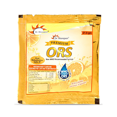 Dr. Morepen Premium ORS Powder | Sachet For Oral Rehydration (21.8gm Each)Flavour Orange