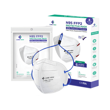 Care View CV1221H N95 FFP2 Certified Headloop With 6 Layers Filtration Protective Mask Universal White
