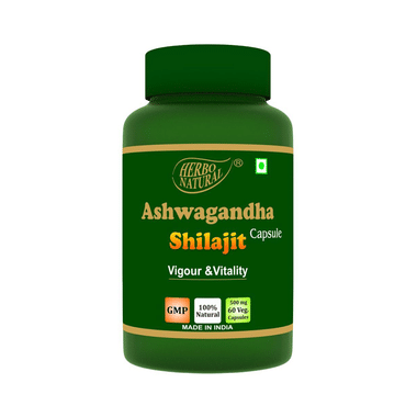 Herbo Natural Ashwagandha Shilajit Extract 500mg Veg Capsule