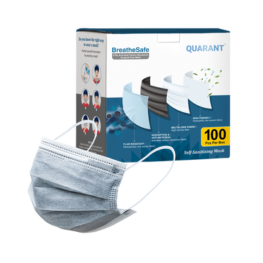 Quarant 4 Ply Activated Carbon Nanosilver Surgical Face Mask With Self Sanitizing Grey