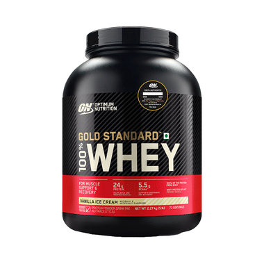 Optimum Nutrition (ON) Gold Standard 100% Whey Protein | For Muscle Recovery | No Added Sugar | Flavour Powder Vanilla Icecream