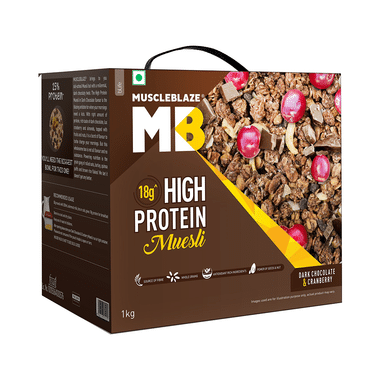 MuscleBlaze MB 18g High Protein Muesli Dark Chocolate & Cranberry