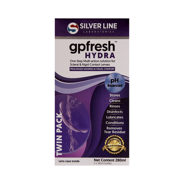 Silver Line GP Fresh Hydra One Step Multi-Action Solution for Scleral & Rigid Contact Lenses | Twin Pack (140ml Each)