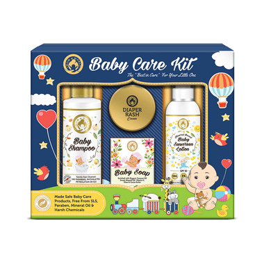 Mom & World Baby Care Kit (Baby Shampoo + Baby Soap + Baby Sunscreen Lotion + Diaper Rash Cream)