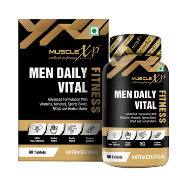 MuscleXP Men Daily Vital Fitness Advanced Formulation with Vitamins, Minerals, Sports Blend, BCAA and Herbal Matrix Tablet (60 Each)