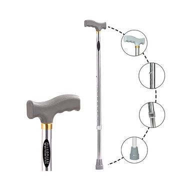 Guardian Adjustable Walking Stick Grey Aluminium