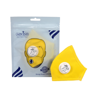 Advind Healthcare Smog Guard N95 Kids Mask With One Valve XS 3-5 Years Yellow