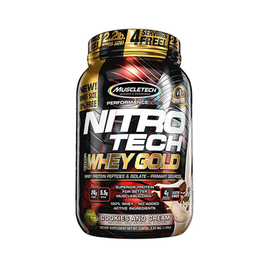 Muscletech Performance Series Nitro Tech 100% Whey Gold Whey Protein Peptides & Isolate Cookies & Cream