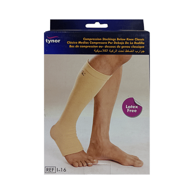 Tynor I 16 Compression Stocking Below Knee Open Toe Latex Powder Free Large